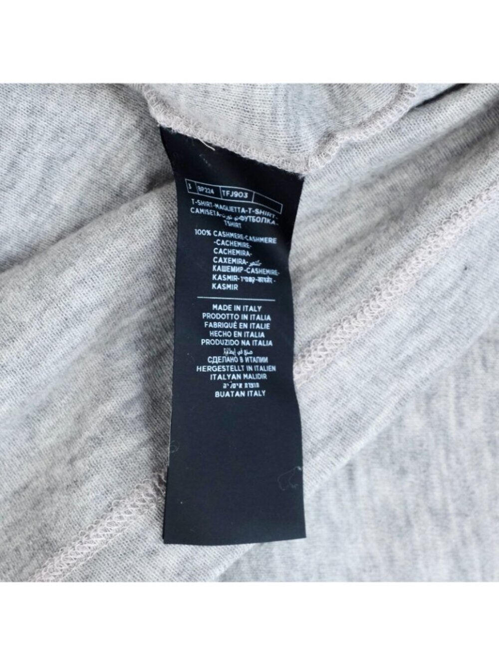 TOM FORD 56 US 46 sweater T shirt 100% cashmere long sleeves gray TF logo - Picture 5 of 7